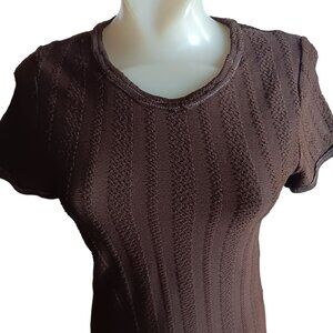 Vintage Women's Medium T-shirt Single Stitch 1970's Disco Knit Brown Top USA